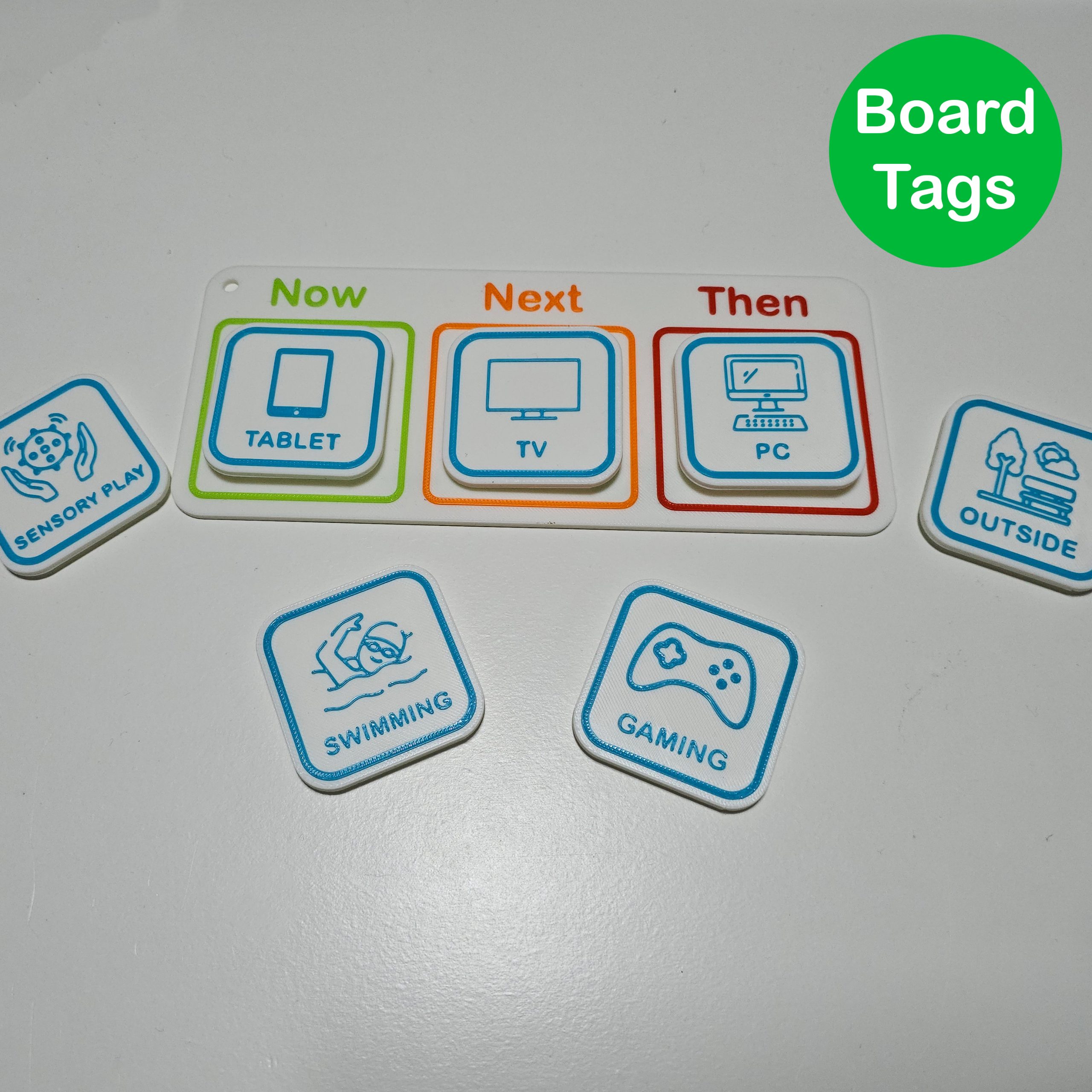 Activity and play board tags for autism visual routine boards