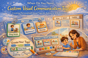 Custom visual communication tags for autism routines and SEN support