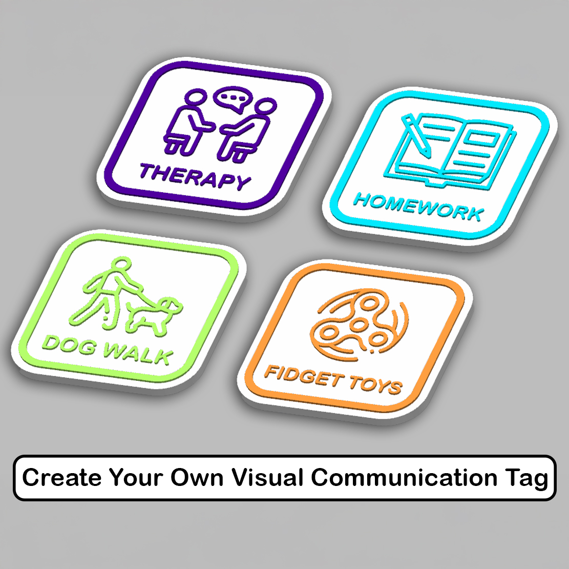 Custom visual communication tags for autism and SEN routines