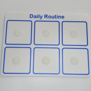 daily routine visual communication board with six routine spaces