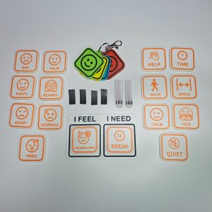 Emotional regulation starter kit with I feel I need communication board and emotion tags
