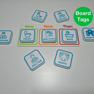 Personal care board tags for autism visual routine boards