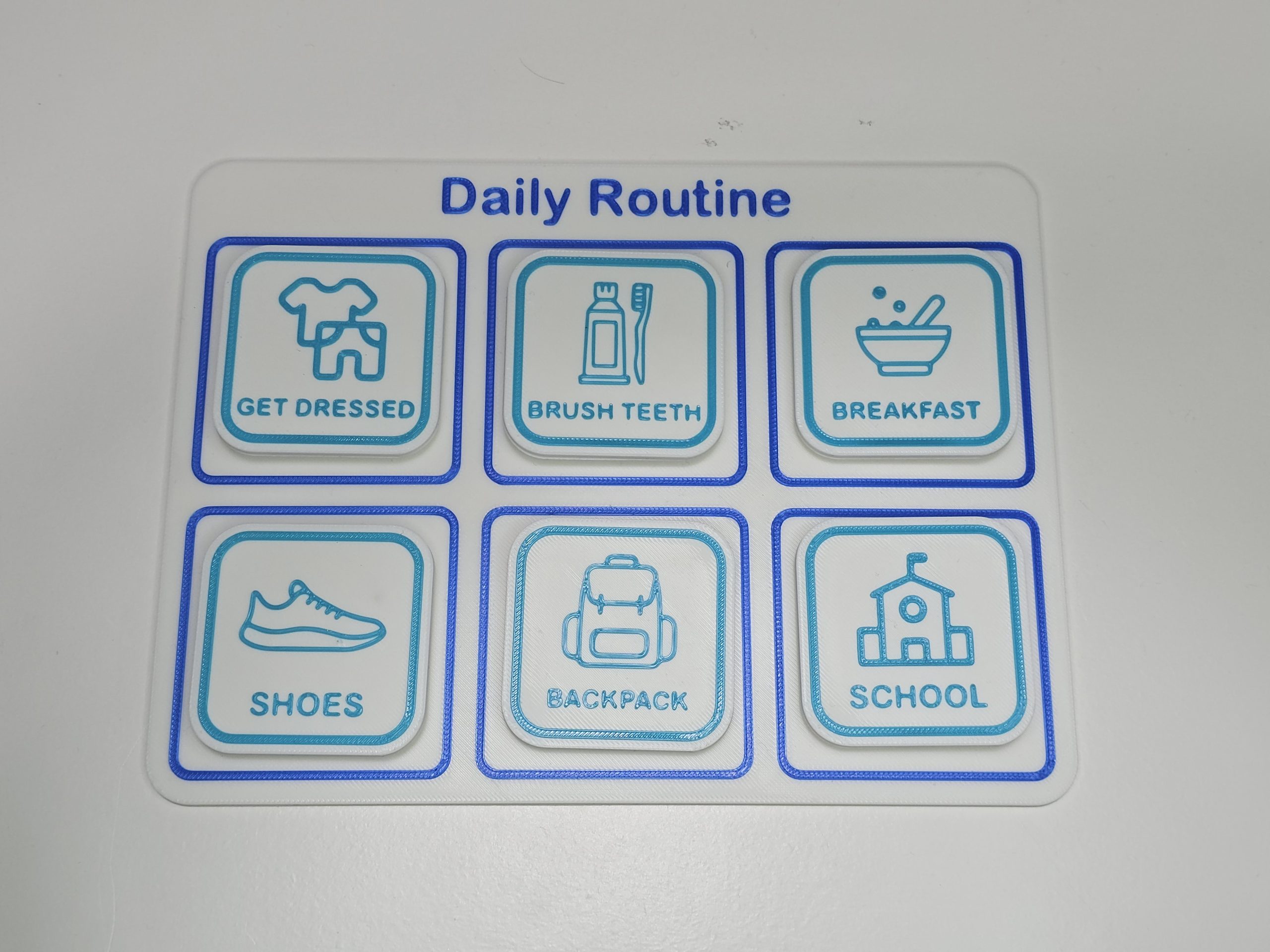 visual routine tags fitting neatly inside structured routine board squares